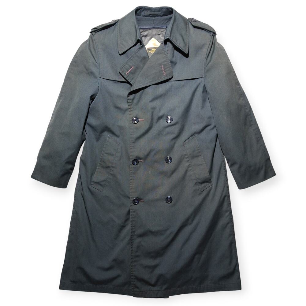 Hart Schaffner & Marx Baskin Trench Coat Mens 36S Wool Lined Vintage No Belt